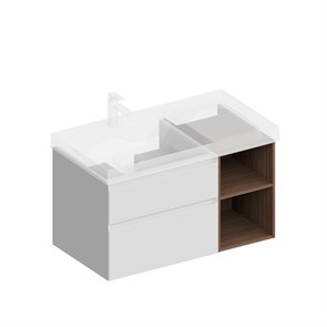 {{photo.Alt || photo.Description || 'CUB.90.2Lh/WHTM.N Тумба CUBO левая подвесная с ящиками 90, белая матовая-структ.орех'}}