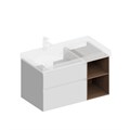 CUB.90.2Lh/WHTM.N Тумба CUBO левая подвесная с ящиками 90, белая матовая-структ.орех - фото 83277
