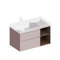 CUB.90.2Lh/MAL.N Тумба CUBO левая подвесная с ящиками 90, мальва матовая- структ.орех - фото 83282