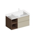 CUB.90.2Rh/LIM.N Тумба CUBO правая подвесная с ящиками 90, лимо матовая- структ.орех - фото 83287